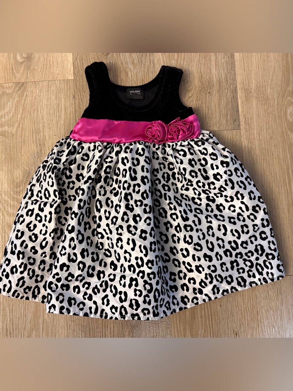 Holiday Editions Girl's Size 18-24 Months Black & White Dress with Hot Pink Sash